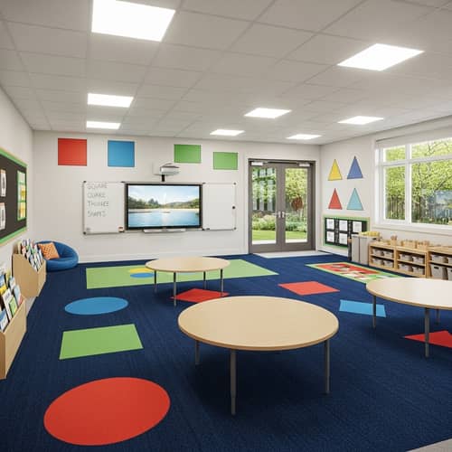 Interactive Classroom Design with Various Shapes and Learning Materials