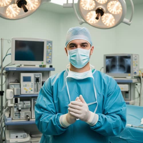 Confident Circassian Surgeon | Professional Operating Room Scene