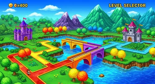 Colorful Level Selector Map for Super Mario 3