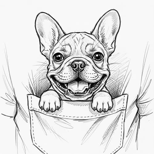 Cute French Bulldog Puppy Peeking from Shirt Pocket
