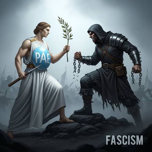 Symbolic Struggle Between Peace and Fascism | Dramatic Standoff
