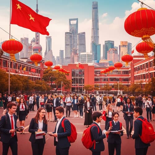 Education Scene in Shanghai with Diverse Students