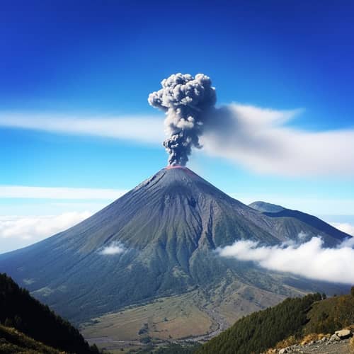 Majestic Volcano Against Vivid Blue Sky