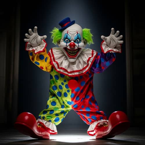 Creepy Clown Puppet in Vibrant Costume | Horror Film Character