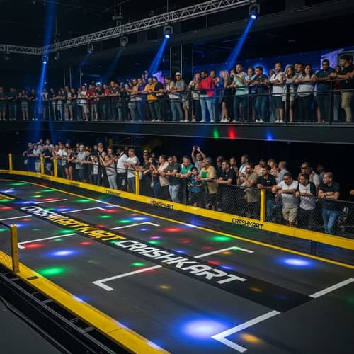 Unique Nightclub Go-Kart Racing with Diverse Spectators | CrashKart