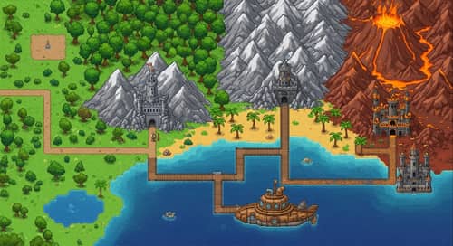 Pixel Art Adventure Scene - Top Down View Pixel Art Image