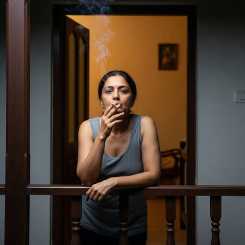South Asian Woman Embracing Freedom at Night