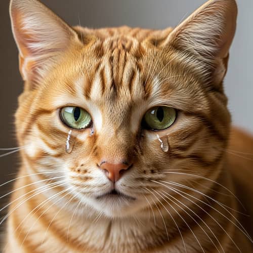 Crying Cat - Adorable Feline in Tears