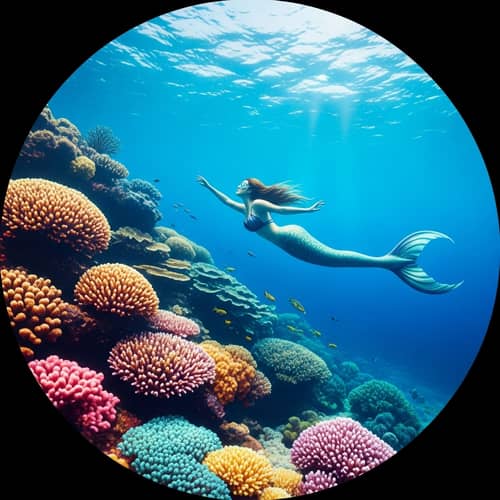 Surreal Underwater Spectacle: Enchanting Mermaid Fantasy