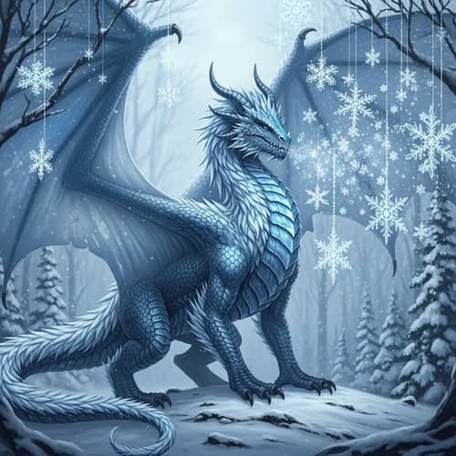 Frost Furry Dragon - Majestic Creature in Icy Fur