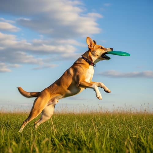 Excited Dog Playing in Green Field | Outdoor Pet Activity