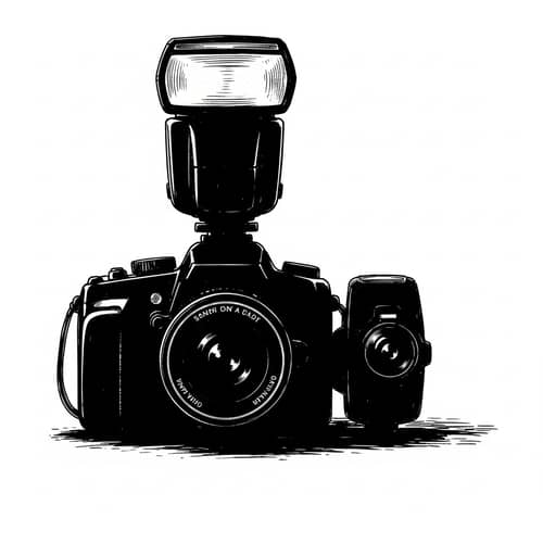 Camera Flash Silhouette Sketch | Brand Sketch Artwork