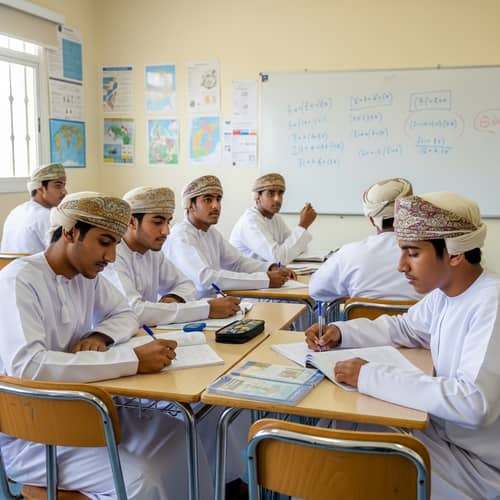 Omani Male High School Students Learning in Class