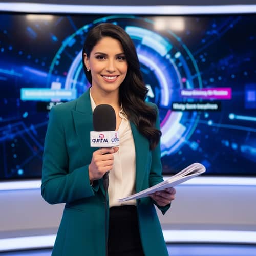 Professional Hispanic Female TV Presenter | Engaging Viewers with Charismatic Smile