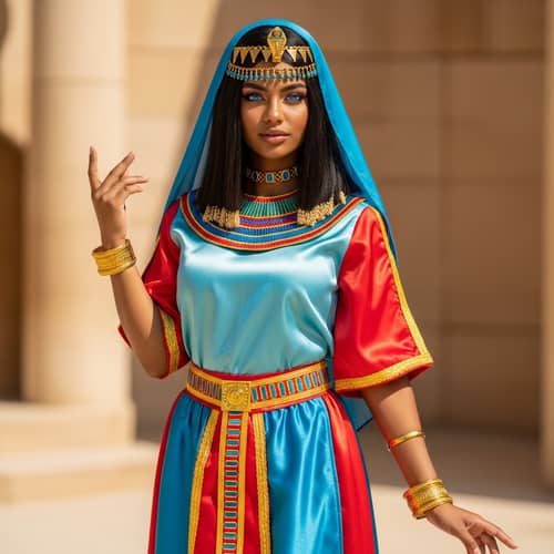 Young Egyptian Maid in Traditional Silk Clothes