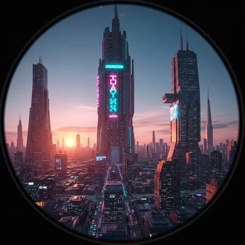 Futuristic Utopian Cityscape at Sunset | Architectural Photography
