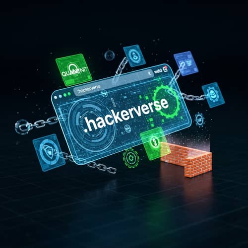 Futuristic '.hackerverse' Web3 Domain with Advanced Cybersecurity