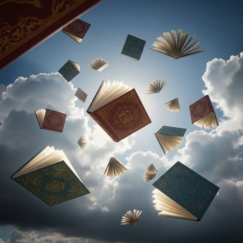 Colorful Books in Flight: Captivating Scene of Animated Books
