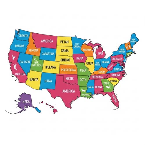 Detailed Map of USA | Bright & Uplifting State Borders