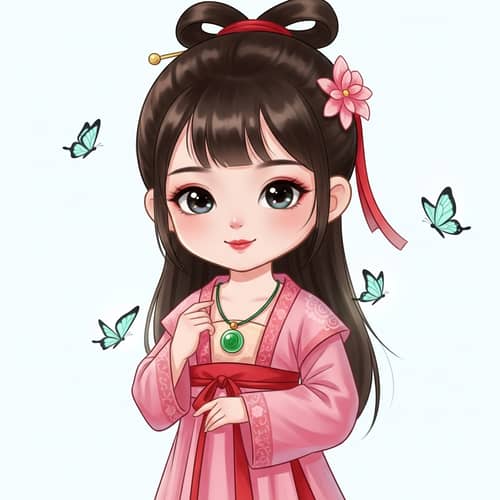 Charming Young Asian Girl in Traditional Chinese Attire