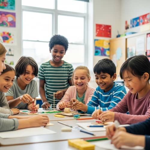 Diverse Children in School - Joyful Educational Scene
