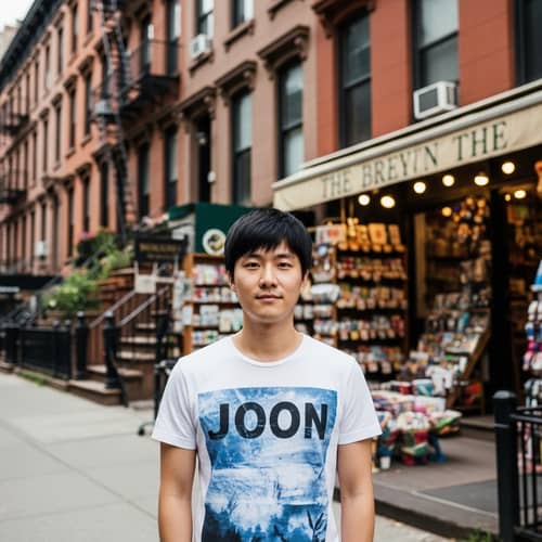 Charming New York Scene with East Asian Male in Greenwich Village