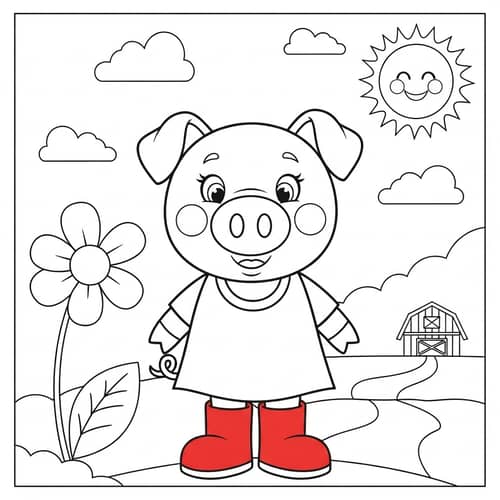 Cheerful Peppa Pig Coloring Page for Kids