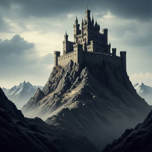 Gothic Castle on Mountain Peak | Dark & Gritty Aura