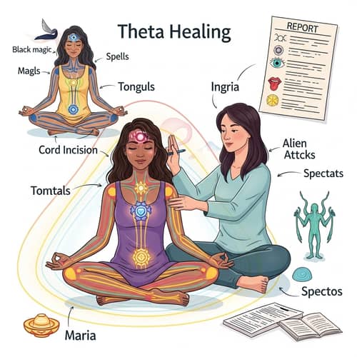 Theta Healing Session Illustration: Serene Energy Clearing