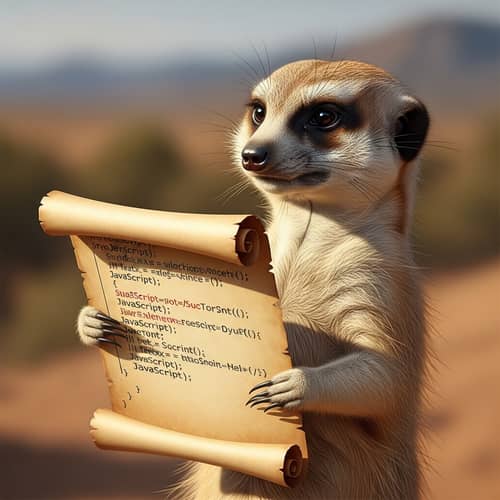 Contemplative Meerkat with JavaScript Scroll | Website Name