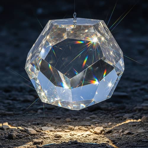 Massive 50-Feet Tall Clear Glass Dodecahedron | Stunning Illuminated Scene