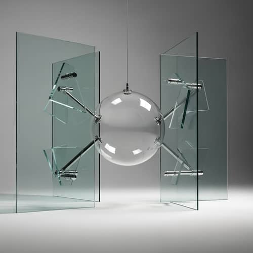 Contemporary Glass Sphere Installation with Abstract Aura