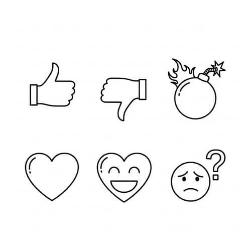 Minimalist Emojis: Approval, Disapproval, Anger, Happiness, Confusion