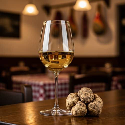 Elegant Glass of White Wine with White Truffle | Italian Restaurant