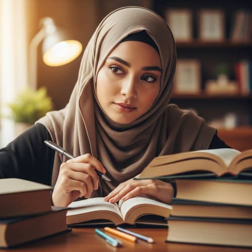 Modest and Strong Hijabi Student: A Scholarly Aura