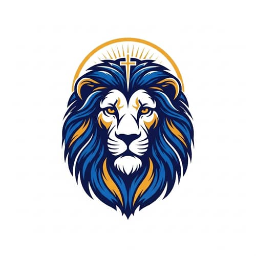 Regal Lion Church Logo Design in Blue & Gold
