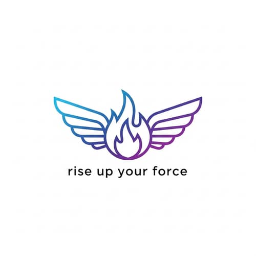 Modern Digital Marketing Logo with Fire and Wings | Rise Up Your Force
