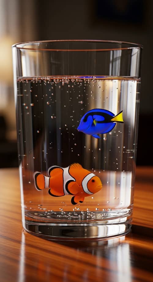 Realistic Glass of Water with Fish - Unreal Engine Rendering