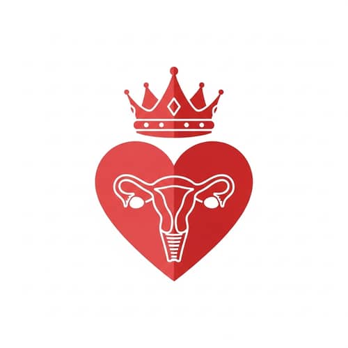 Captivating Heart with Crown and Uterus Icon - Flat Design Style