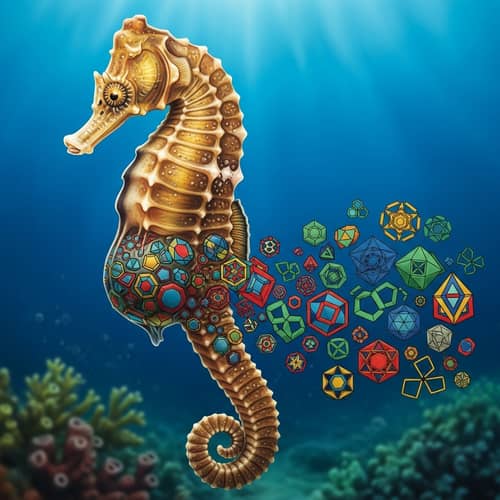 Realistic Seahorse Art: Geometric Patterns Birthed in Aquatic Harmony