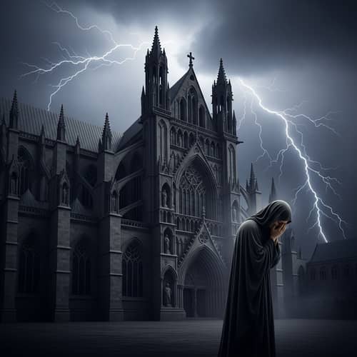 Gothic Cathedral Silhouette: Symbol of Guilt & Remorse