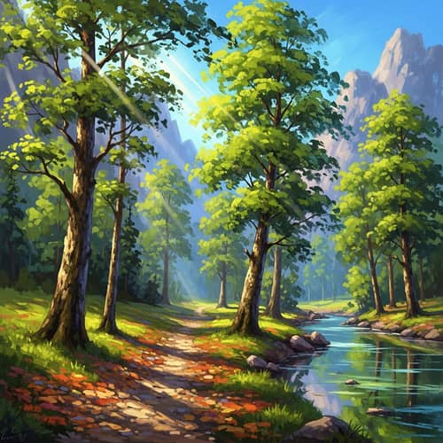 Serene Forest Landscape Painting | Impressionist Art