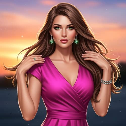 Beautiful Woman with Flowing Hair | Stunning Pose & Dress