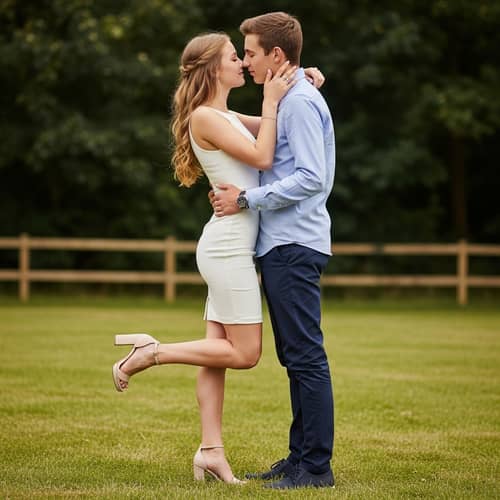 Teenage Couple Embracing and Kissing | Romantic Scene