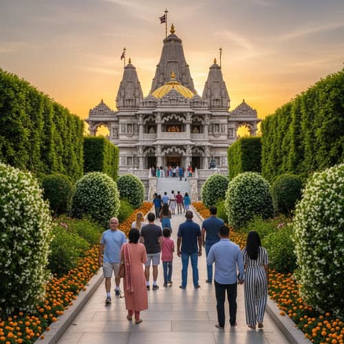 Grand Hindu Temple at Vibrant Sunset
