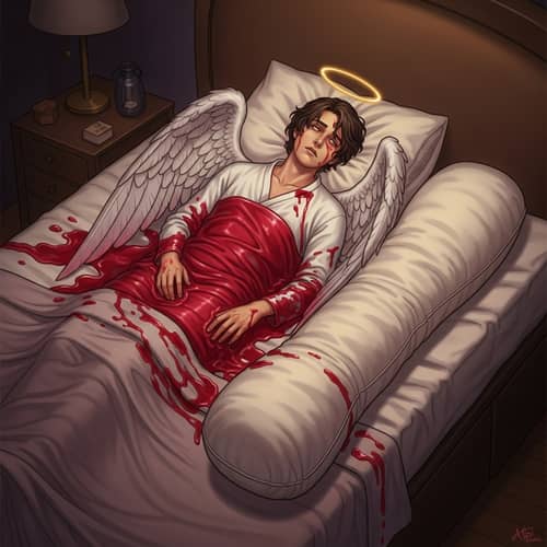 Archangel Gabriel Covered in Blood - Symbolic Artwork