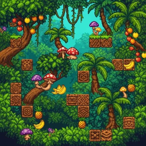 Pixel Art Jungle Tile Set | Video Game-Inspired Designs