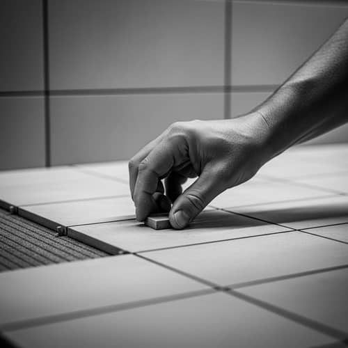 Caucasian Man Placing Tiles with Precision | Industrial Aesthetic