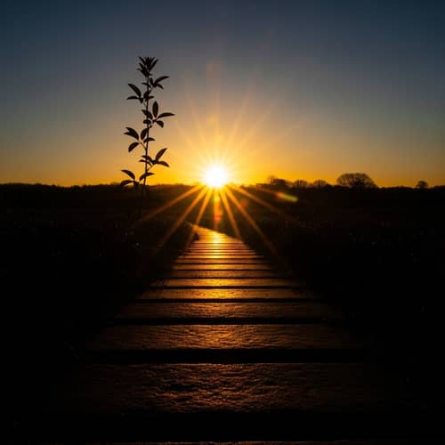 Abstract Visualization of Optimism: Sunrise bringing Light