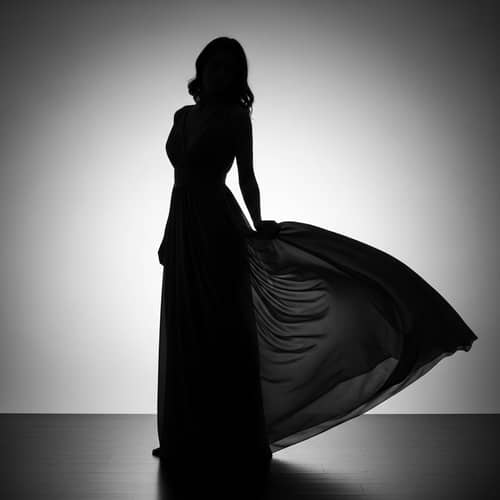 Elegant Silhouette of Fully Clothed Female Figure